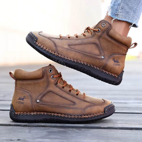 Yüksek Bilekli Retro El Yapımı Deri Ayakkabı