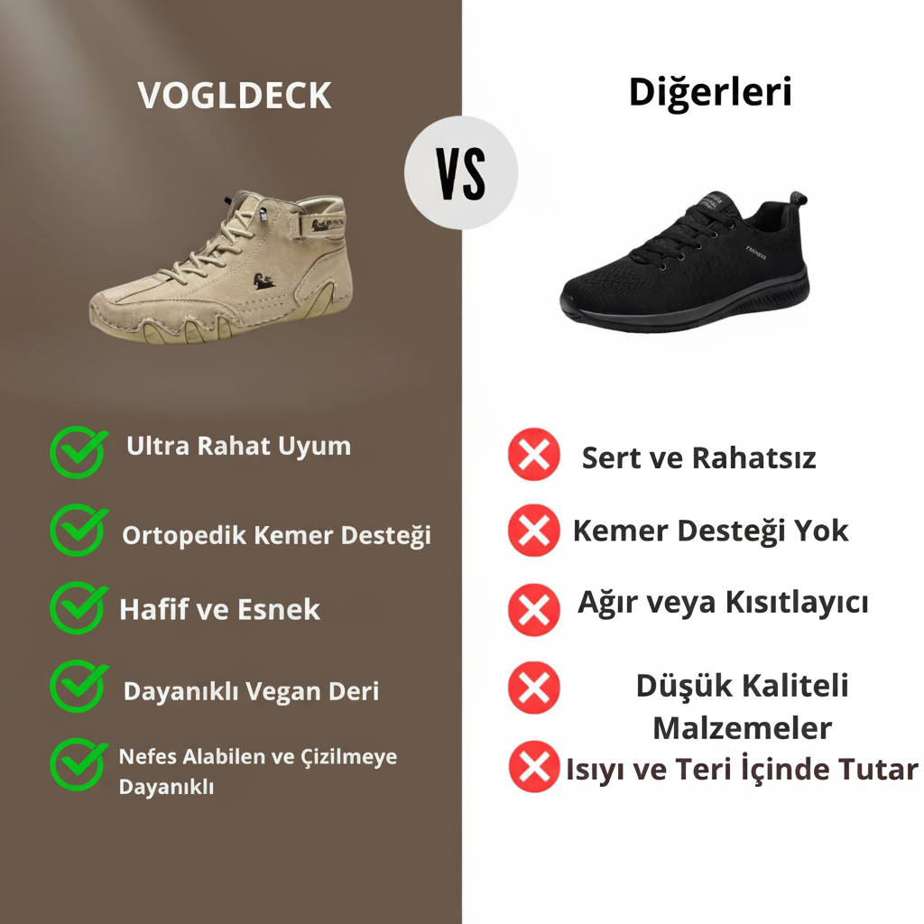 Vogldeck-Deri Su Geçirmez Nefes Alabilen Ortopedik Ayakkabı