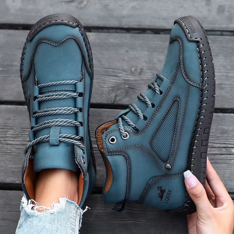 Yüksek Bilekli Retro El Yapımı Deri Ayakkabı