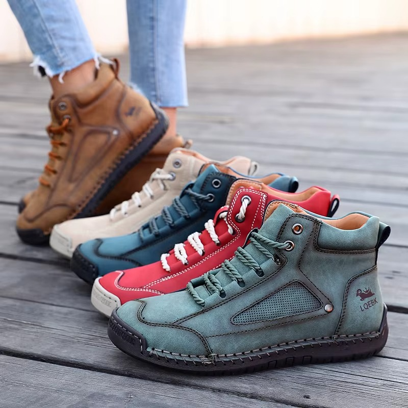 Yüksek Bilekli Retro El Yapımı Deri Ayakkabı