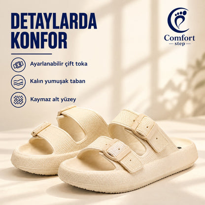 Comfort Çift Toka Terlik – detaylarda konfor yakın çekim