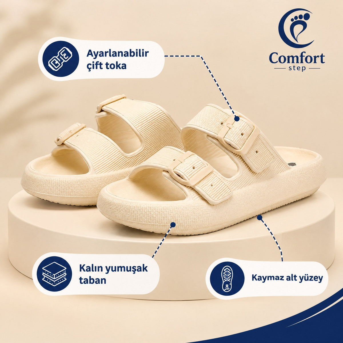 Comfort Çift Toka Terlik – öne çıkan özellikler