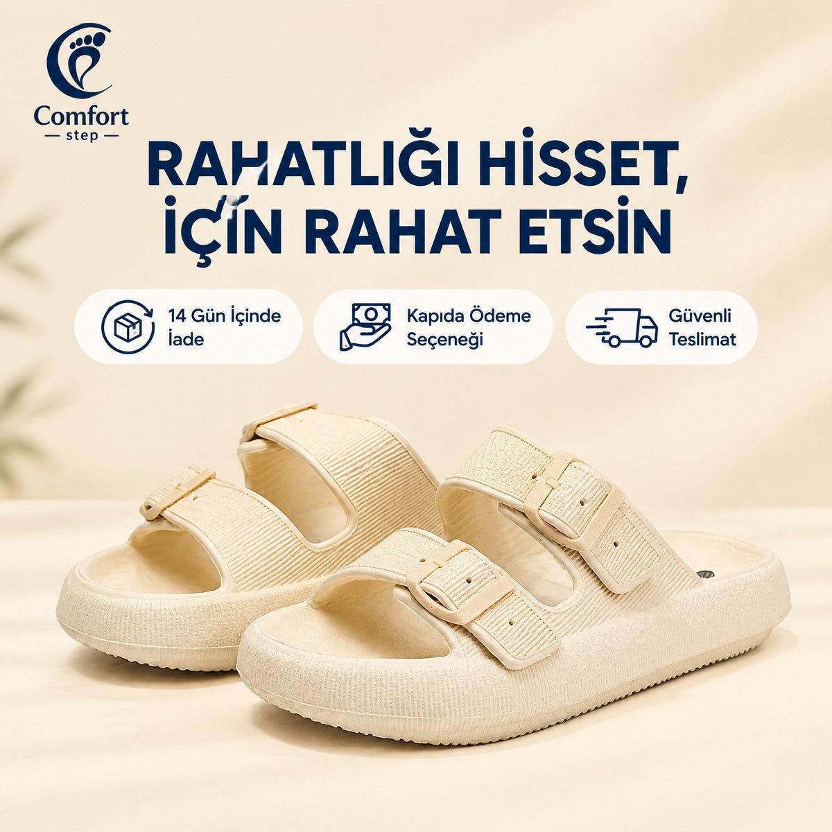 Comfort Çift Toka Terlik – 14 gün iade, kapıda ödeme, güvenli teslimat
