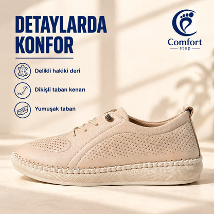Hakiki Deri Comfort Kadın Ayakkabısı – detaylarda konfor yakın çekim