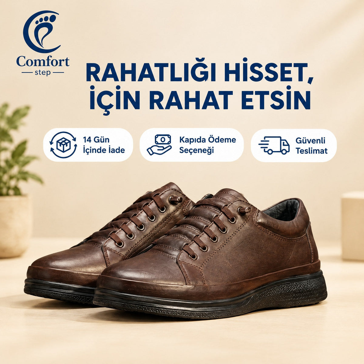 Su Geçirmez Hakiki Deri Comfort Ayakkabı – 14 gün iade, kapıda ödeme, güvenli teslimat
