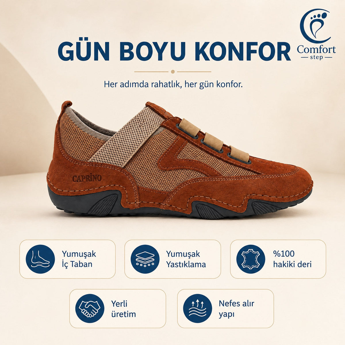 Relaxify Comfort Deri Ayakkabı – kahverengi renk